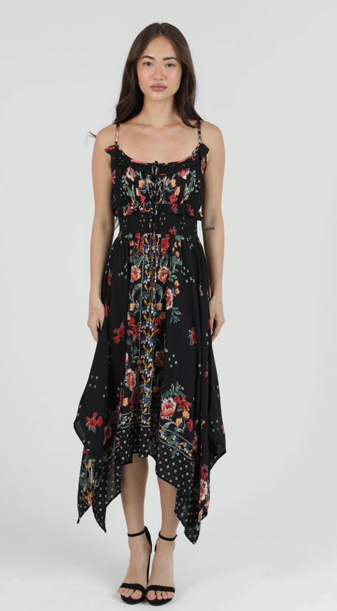 Smocked Waist Floral Maxi Dress