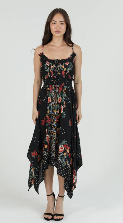 Smocked Waist Floral Maxi Dress
