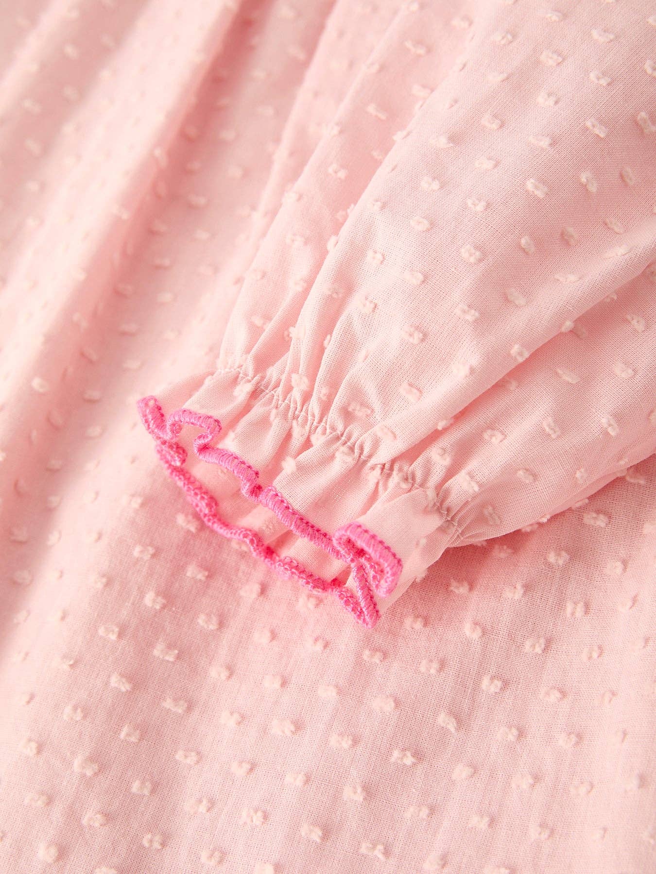 Autumn Halloween Light Pink Ghost Embroidery Smock Girl Dress