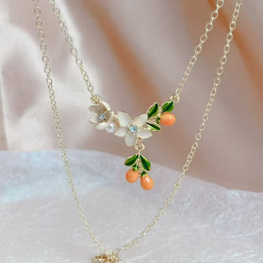 Orange Flower Necklace