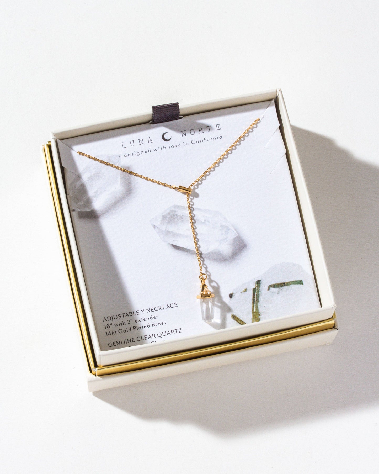 Prism Point Lariat- Clear Quartz