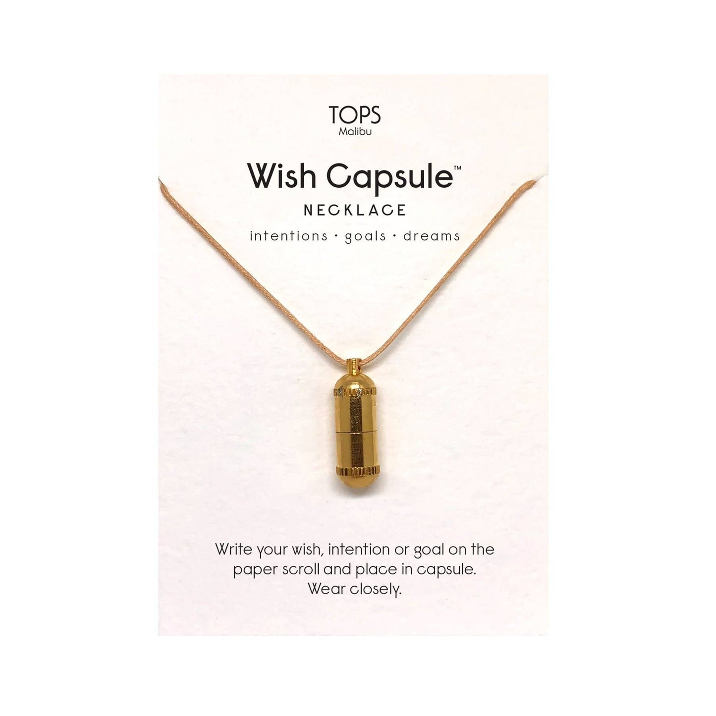Wish Capsule Necklace w/ 3-Paper Scrolls - Gold Capsule