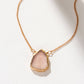 Earth, Wind and Fire Genuine Stone Necklace Gold - Rose Quartz