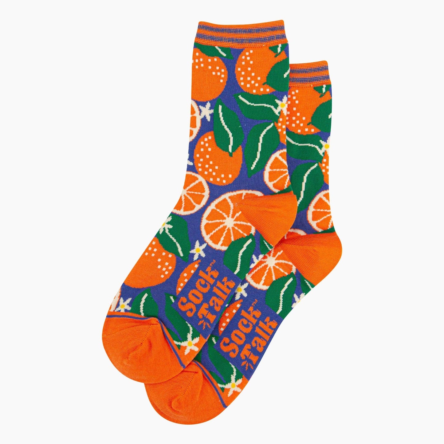 Women's Bamboo Socks - Blue, Orange Tree: Size US 5-9