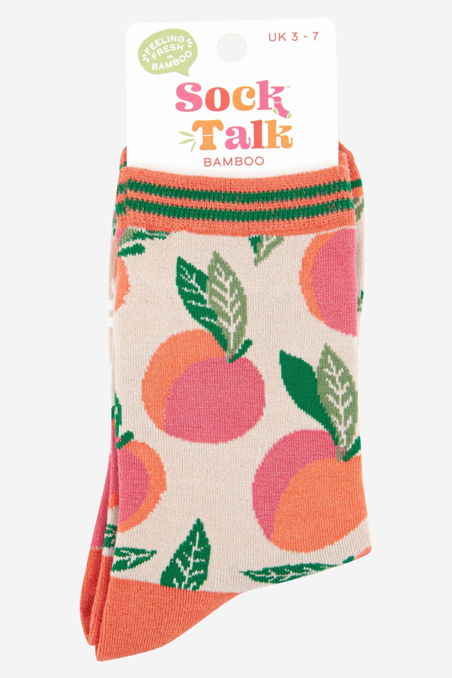 Women's Peach Print Bamboo Socks: UK 3-7 | EU 36-40