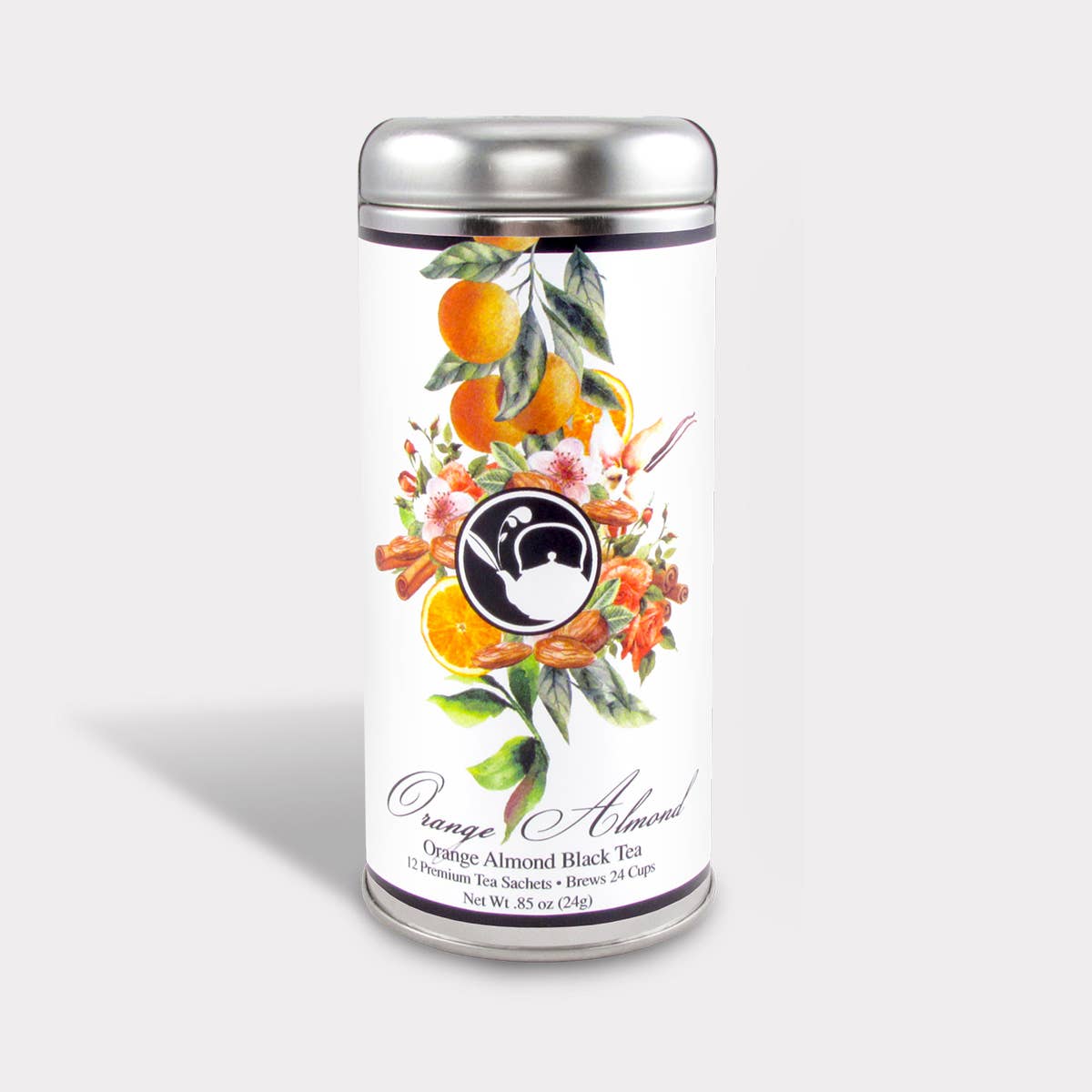 Orange Almond Black Tea - 12 Tea Sachets - Tall Tin