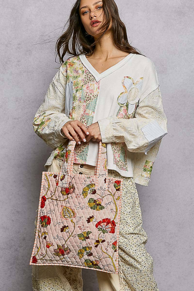 Quilted Velvet Tote Bag