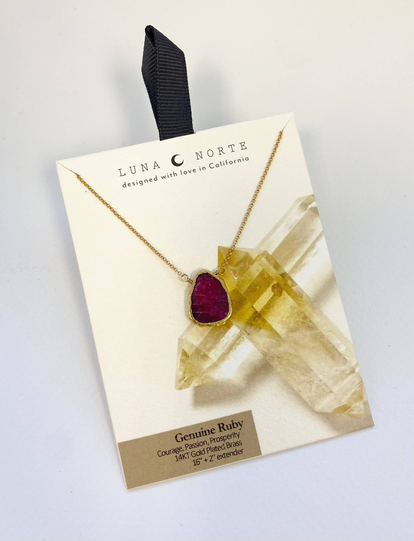 Earth, Wind and Fire Genuine Stone Necklace Gold - Ruby
