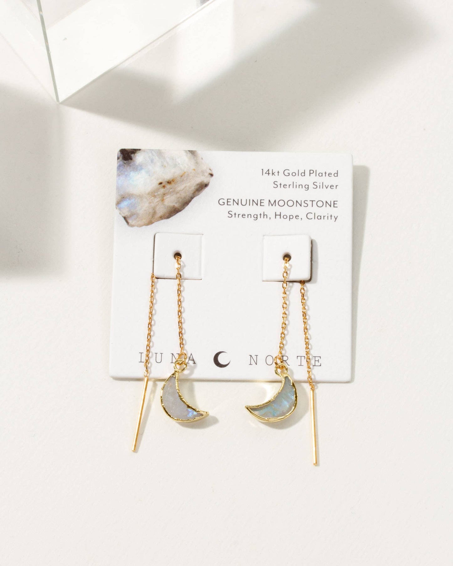 Sterling Silver Eclipse Threader Earrings- Moonstone