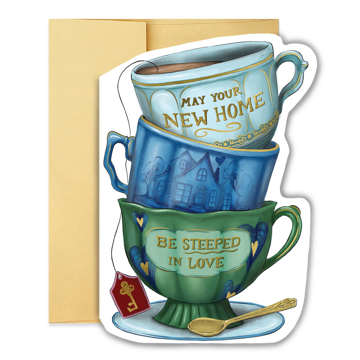 New Home Teacup Stack Diecut Card