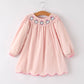 Autumn Halloween Light Pink Ghost Embroidery Smock Girl Dress
