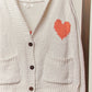 Collar Heart  V-Neck Pocket Knit Cardigan