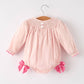 Autumn Halloween Light Pink Ghost Embroidery Smock Floral Girls Romper