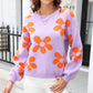 Pullover Floral Plus-Size Sweater