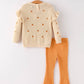 Fall Halloween & Thanksgiving Girls Pumpkin Embroidered Sweater +Bell Bottom Pants Set