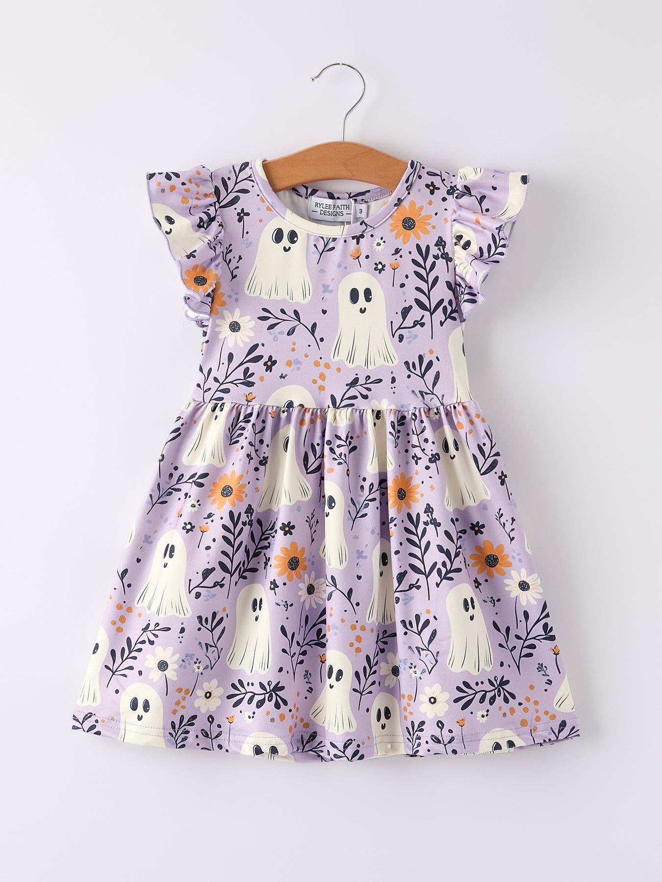 Halloween Purple Ghost Flying Sleeve Dress
