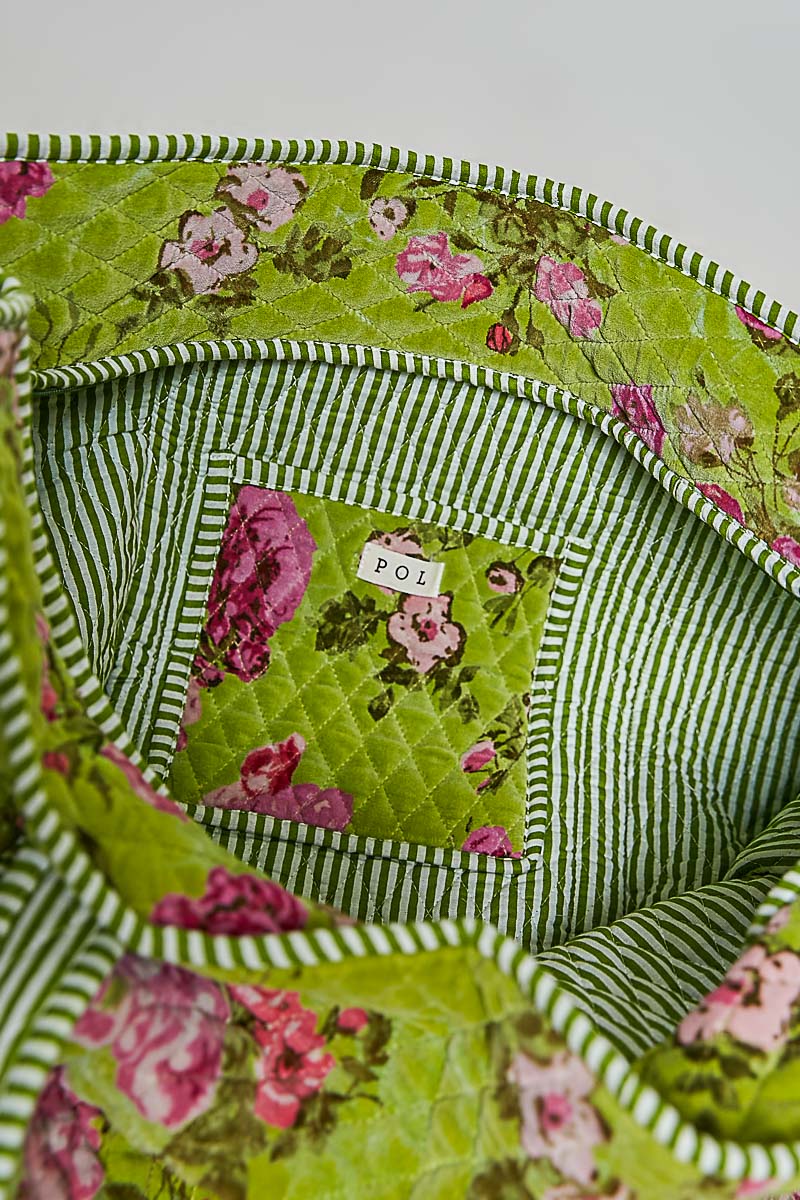 Botanical Velvet Quilted Tote Bag