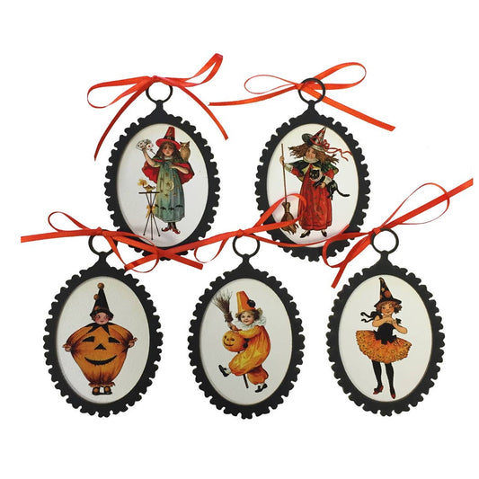 Set of 5 Children in Vintage Halloween Costumes Ornaments