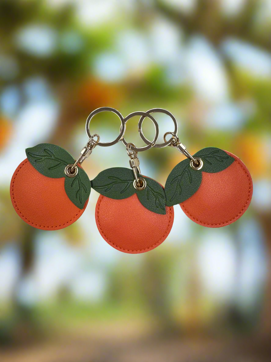 Orange Leather Bag Charm