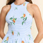 Fruit Smocked Neck Dress