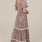 Flare Short Sleeve Floral Maxi Dress