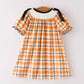Fall Halloween Orange Embroidery Smocking Girls Dress