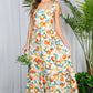 Shoulder Strap Ruffle Hem Orange Print Maxi Dress VD81567D