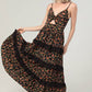 Black Twist Front Ruffle Tier Maxi Dress