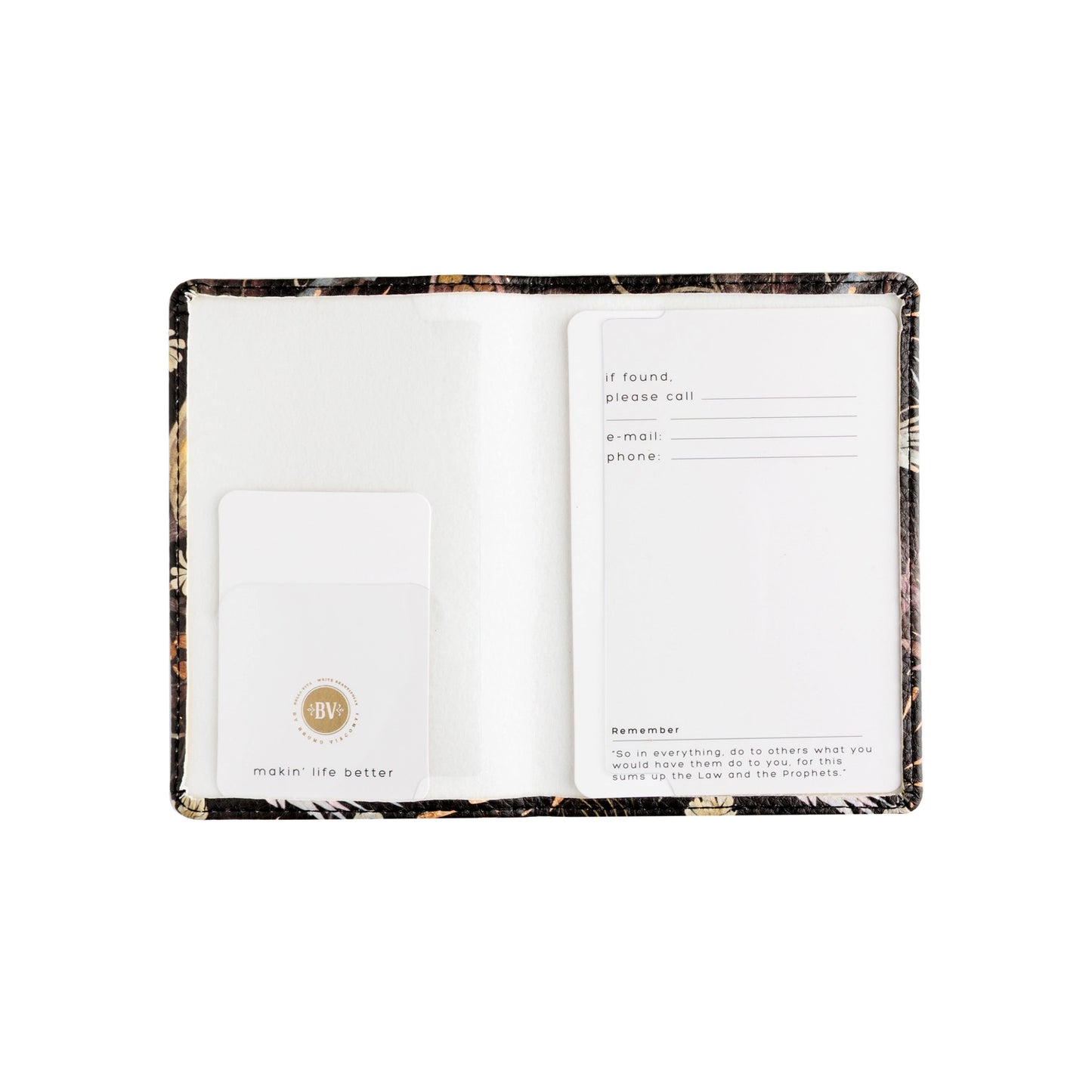 Vegan Leather Passport Cover - Forest Flowers