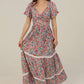 Flare Short Sleeve Floral Maxi Dress