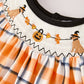 Fall Halloween Orange Embroidery Smocking Girls Dress