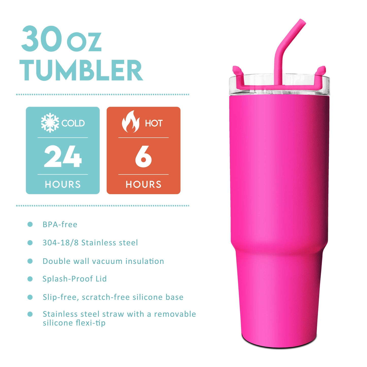 30 OZ Travel Tumbler with Romantic Flower Blooming for On-the-Go