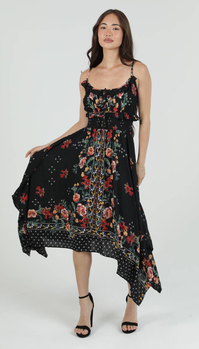 Smocked Waist Floral Maxi Dress