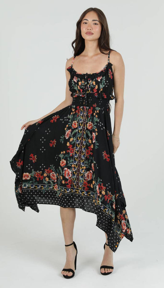 Smocked Waist Floral Maxi Dress