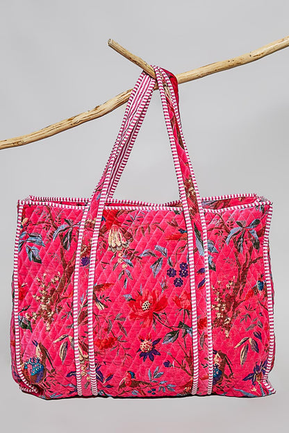 Botanical Velvet Quilted Tote Bag