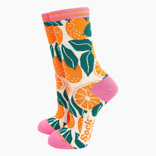 Women's Bamboo Socks - Cream, Orange Tree: UK 3-7 | EU 36-40 | US 5-9