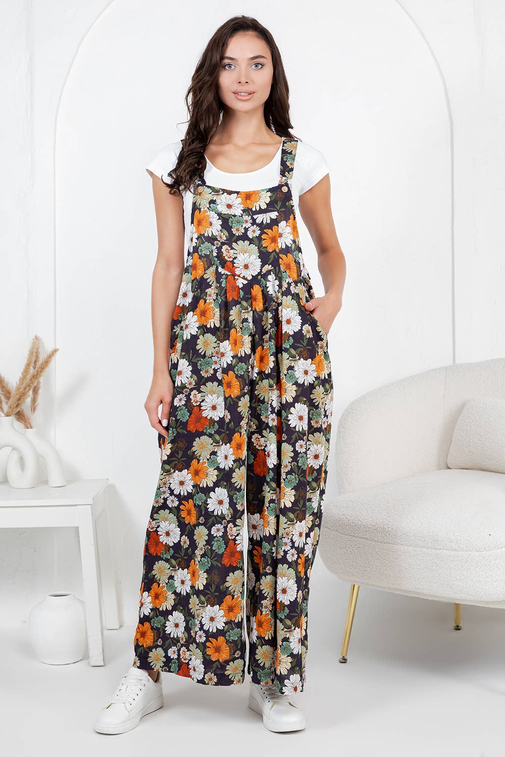 Flower Print Overall