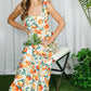 Shoulder Strap Ruffle Hem Orange Print Maxi Dress VD81567D