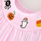 Fall Halloween Pink Spider Pumpkin Ghost Smock Embroidery Girl Dress