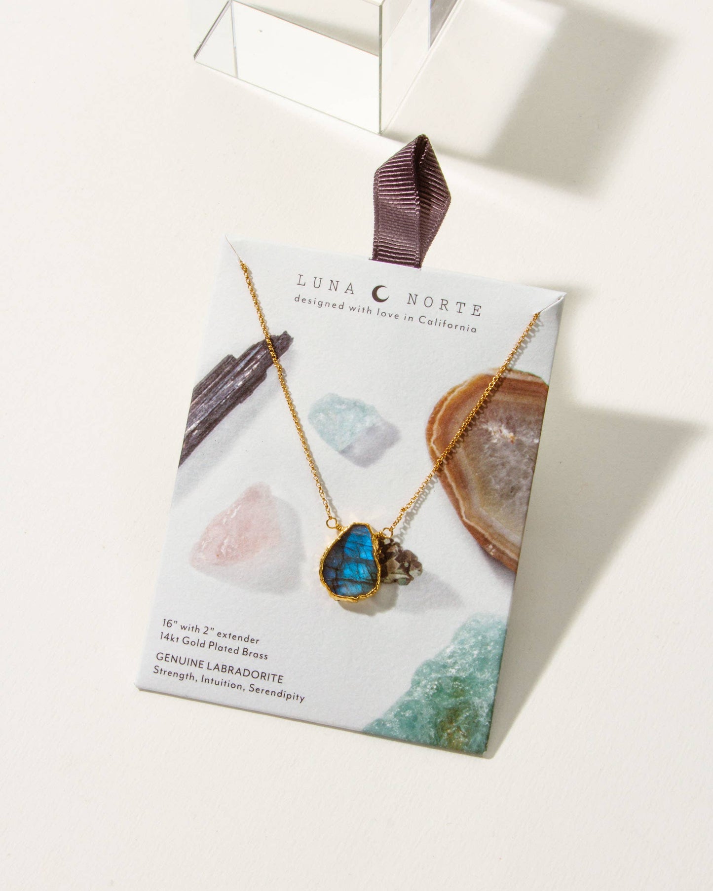 Earth, Wind and Fire Genuine Stone Necklace Gold-Labradorite