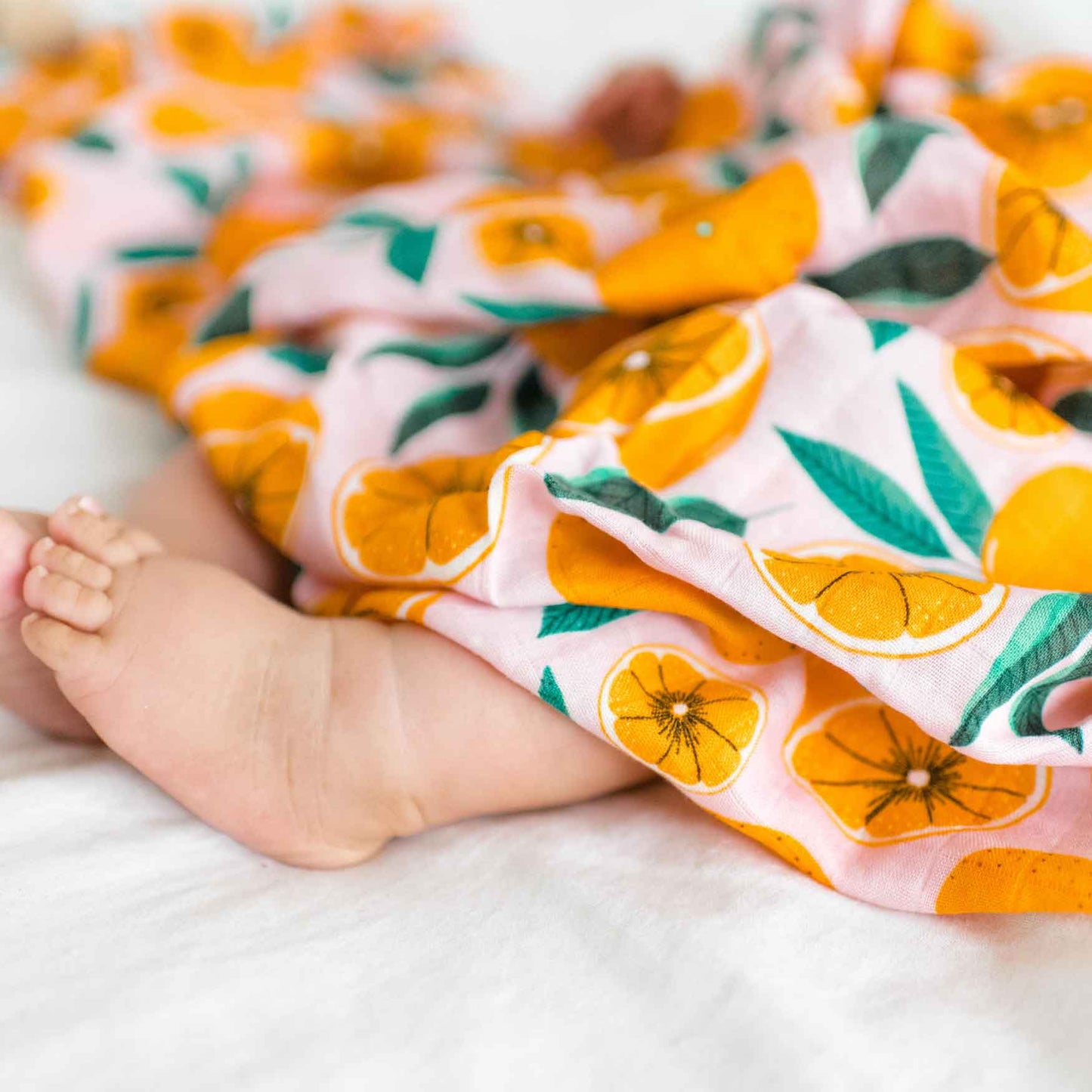 Bamboo Muslin Swaddle With Sliced Oranges