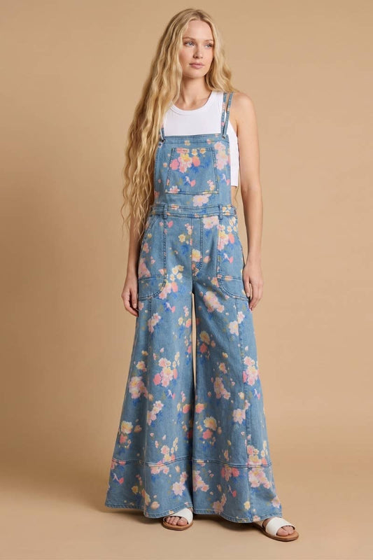 Muse Floral Wide-Leg Overalls