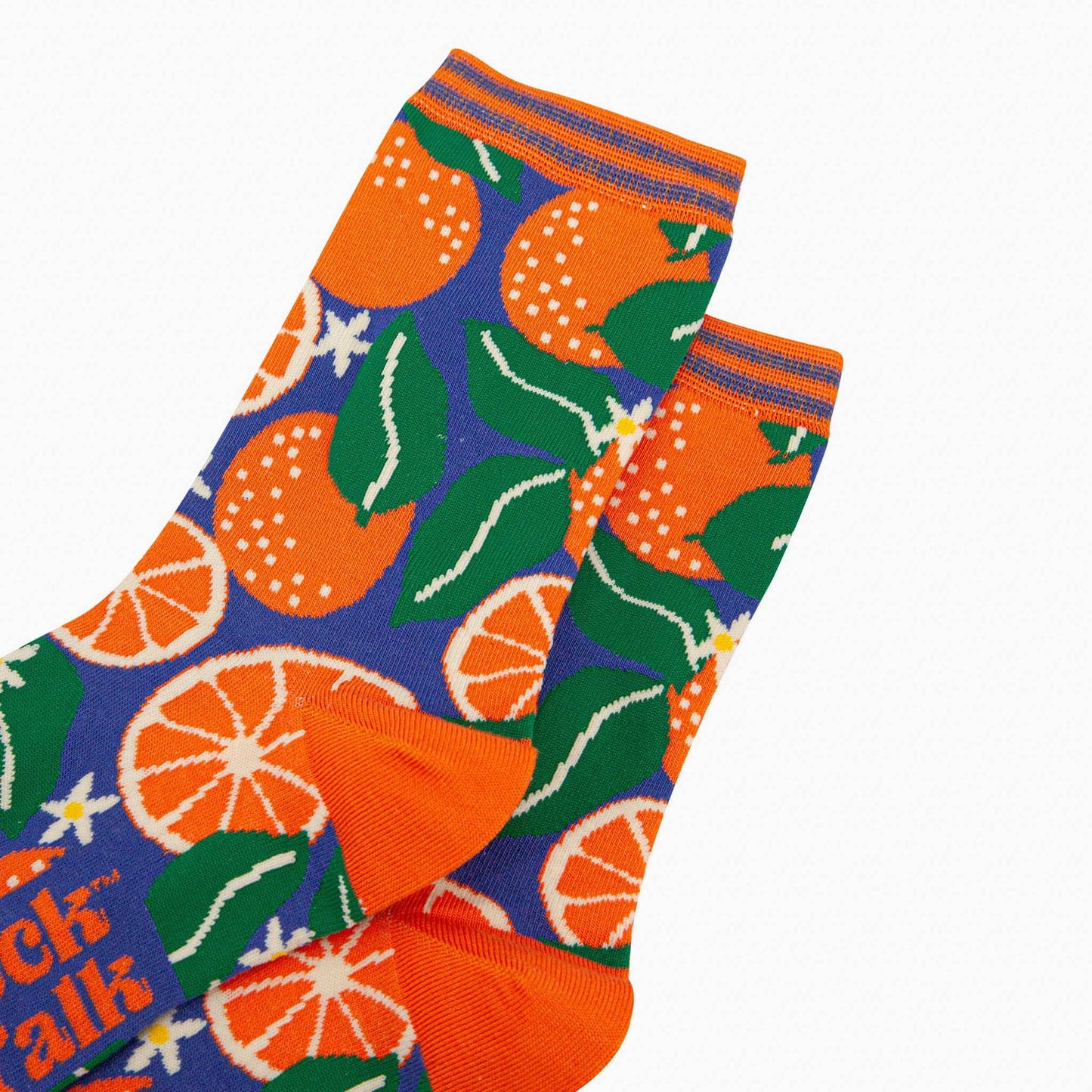 Women's Bamboo Socks - Blue, Orange Tree: Size US 5-9
