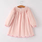 Autumn Halloween Light Pink Ghost Embroidery Smock Girl Dress
