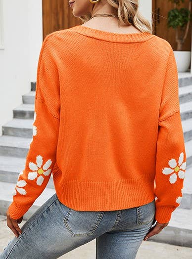 Floral knitted cardigan coat