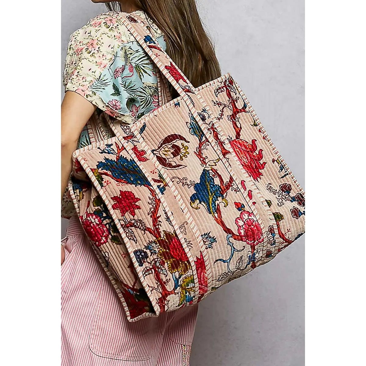Quilted Velvet Tote Bag