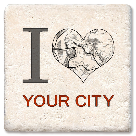 Custom I Heart City Map Coaster