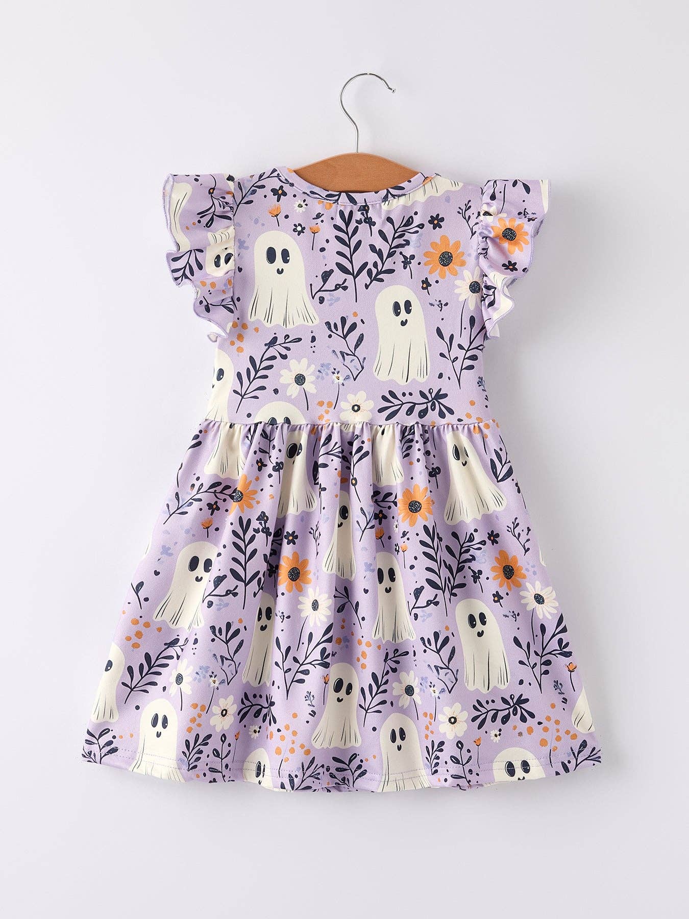 Halloween Purple Ghost Flying Sleeve Dress