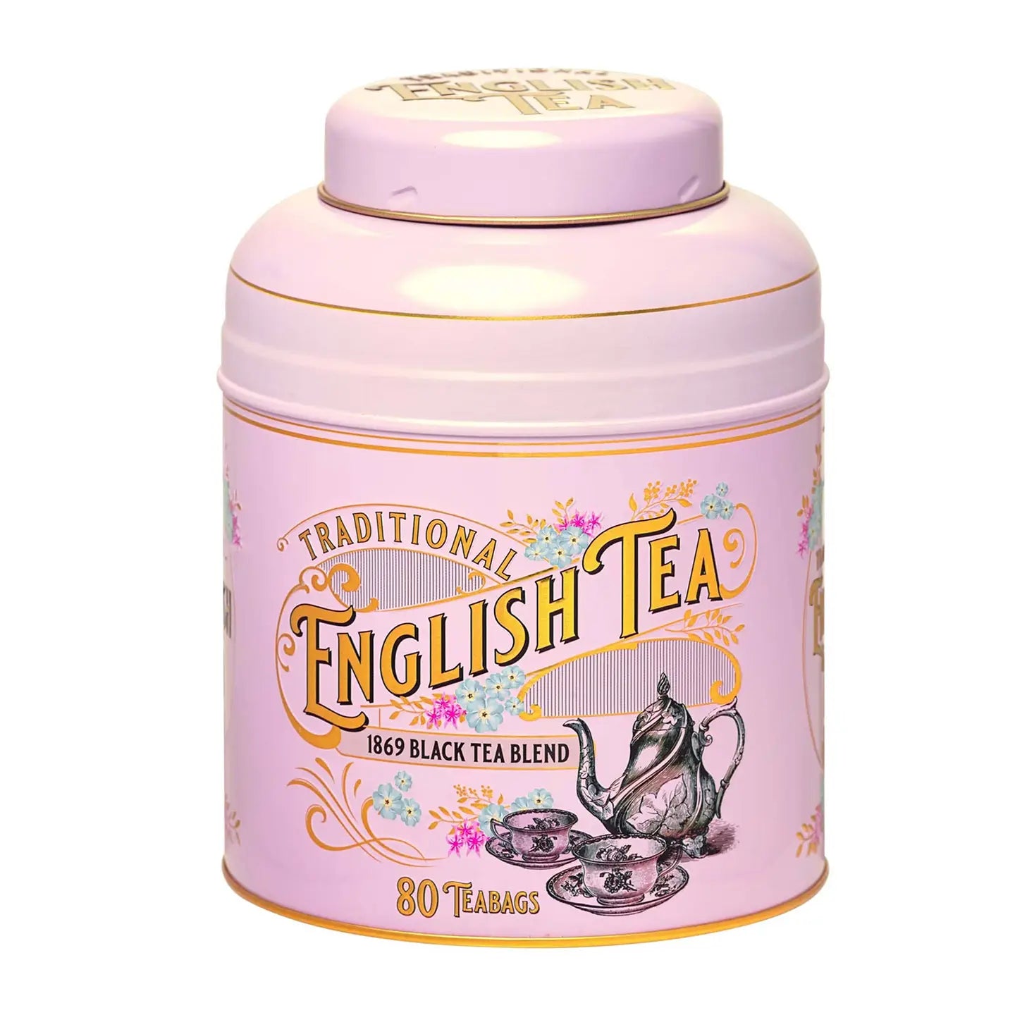 English Rose Pink Victorian Tea Caddy with Black Tea Teabags