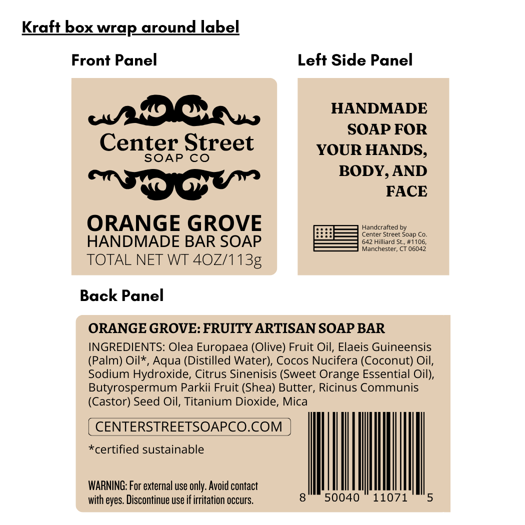 Orange Grove Vegan Handmade Soap Bar - 4oz